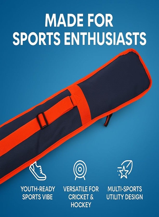 KNK Bat Cover/Hockey Stick Bag - Multi-Sports Foam Padded KitBag with Adjustable Shoulder Strap, Wide Balance Strap & Key Holder - Extra Padded Full-Length Protection (Navy) - Image 5