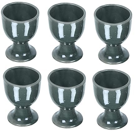Qimacplus Elevate Your Breakfast Experience Soft Boiled Egg Holder Set Stylish Ceramic Egg Cups Perfect Housewarming Gift Set of 6 (Olive Green Matt) - Image 1