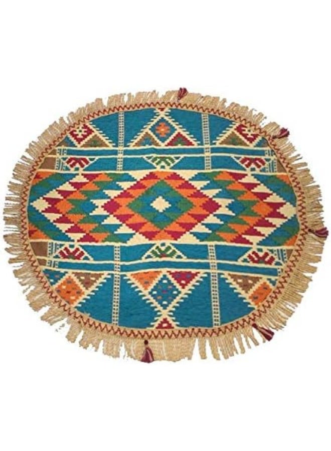 Round Arabic-style rug, 70x70 cm, multi-colored – small polypropylene floor mat for modern decor, easy to clean