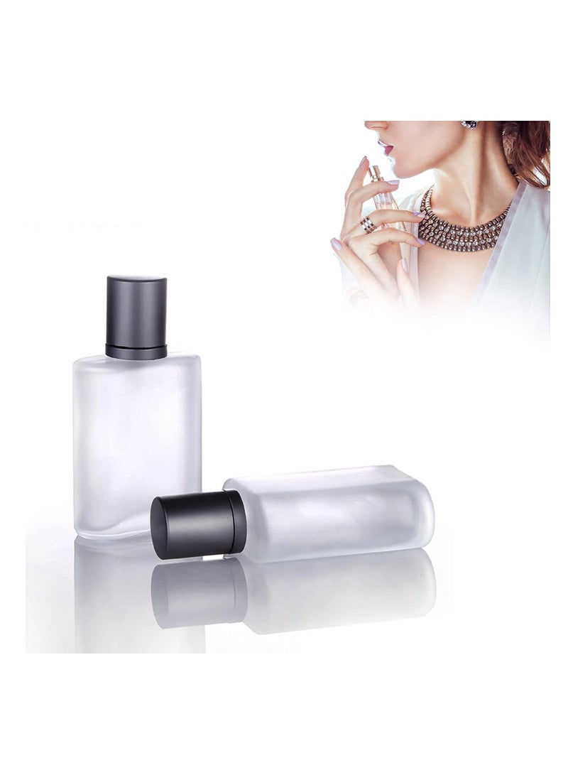 Excefore Spray Bottles 2Pcs 50ml/1.69 Oz Square Empty Frosted Glass Spray Bottles Perfume Atomizer Refillable Fine Mist Spray Empty Perfume Bottles for Essential Oils Makeup Toner Lotion (Frosted) - Image 1
