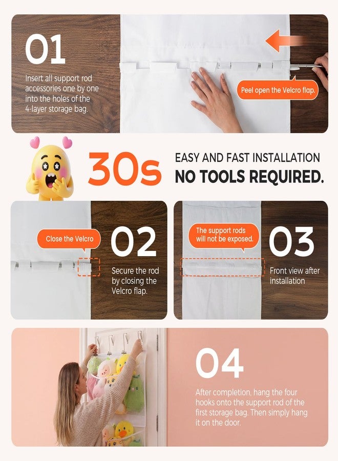 Ruiot Stuffed Animal Storage. Original Design, 4 Components Over the Door Organizer, Adjustable stuffed animal organizer. - Image 5