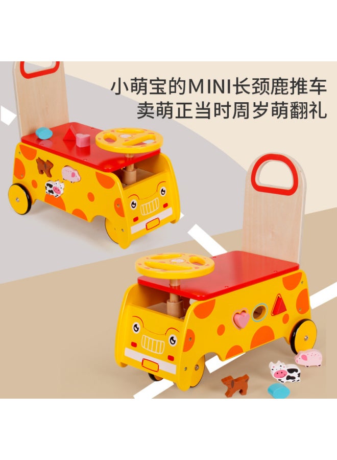 BOBBER Wooden Multi-functional Baby Walker Giraffe Stroller Walking Hand Children's Baby Toy Building Blocks Matching Car - Image 2