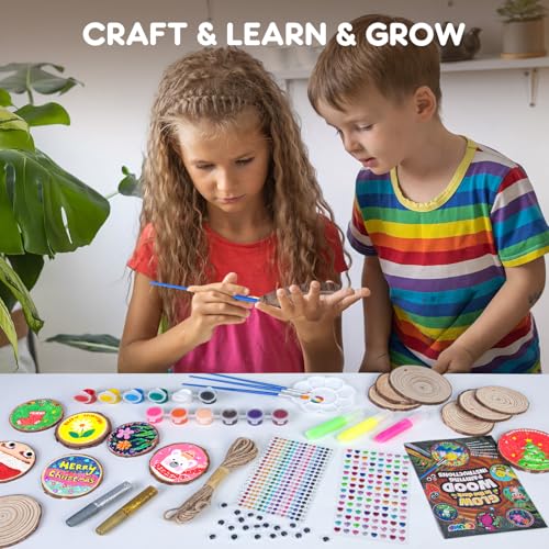 EPUMP Wooden Painting Kit for Kids - Glow in The Dark Arts and Crafts Supplies Kits for Boys Girls - Kids Activities Creative Art Set Birthday Gifts DIY Paint Toys for Ages 6 7 8 9 10 11 12 Years Old - Image 4