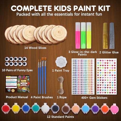 EPUMP Wooden Painting Kit for Kids - Glow in The Dark Arts and Crafts Supplies Kits for Boys Girls - Kids Activities Creative Art Set Birthday Gifts DIY Paint Toys for Ages 6 7 8 9 10 11 12 Years Old - Image 5
