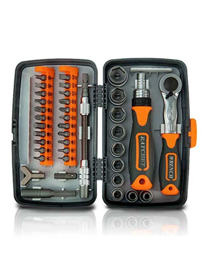 Gecheer 38 in 1 Household Labor Saving Ratchet Screwdriver Bit Set Multipurpose Tool Kit Hardware Tools Combination Wrenches Toolbox Hand Tool Sets - Image 1