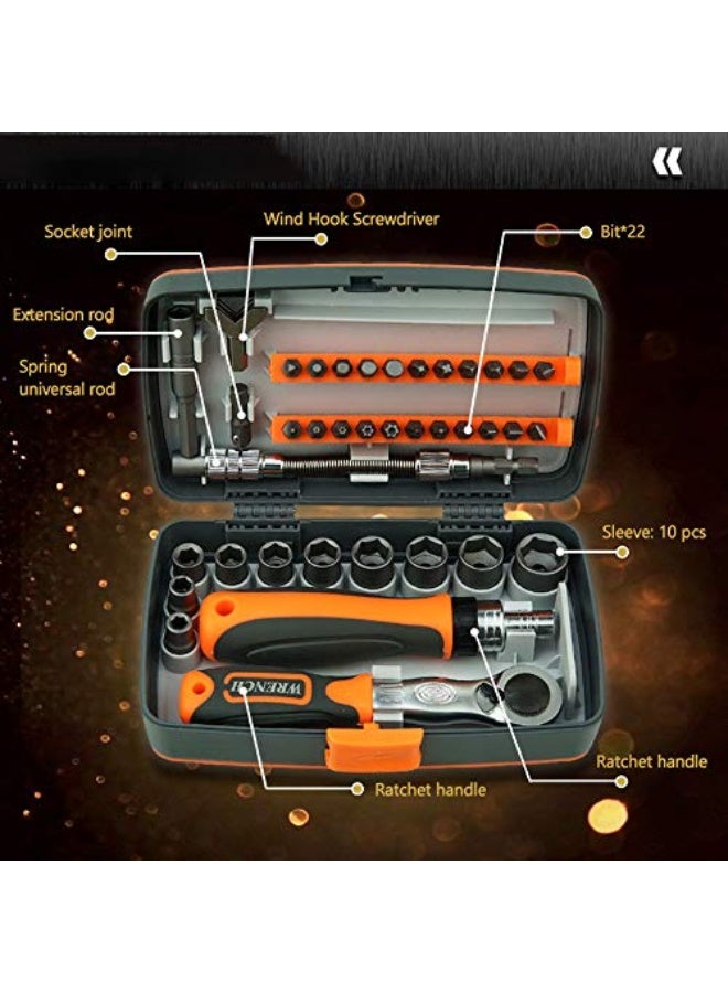 Gecheer 38 in 1 Household Labor Saving Ratchet Screwdriver Bit Set Multipurpose Tool Kit Hardware Tools Combination Wrenches Toolbox Hand Tool Sets - Image 4