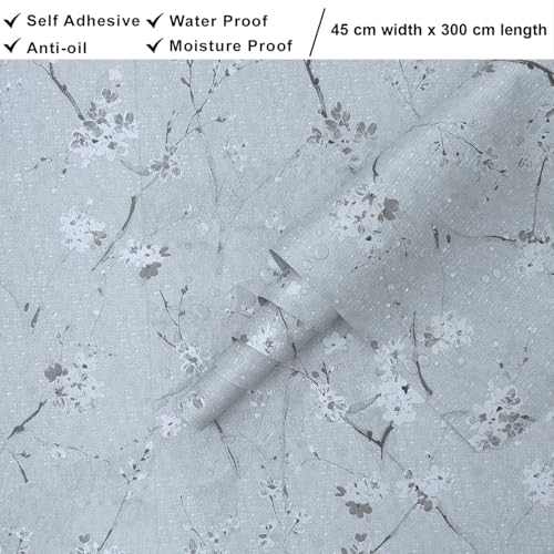 HOMEMATES Peel and Stick Wallpaper Modern Contact Paper Wall Stickers DIY Floral Self Adhesive Decal, Living Room, Bedroom, Office (45 x 304cm) (Grey Cherry Flower) - Image 5
