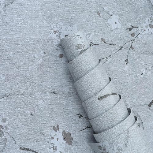 HOMEMATES Peel and Stick Wallpaper Modern Contact Paper Wall Stickers DIY Floral Self Adhesive Decal, Living Room, Bedroom, Office (45 x 304cm) (Grey Cherry Flower) - Image 1
