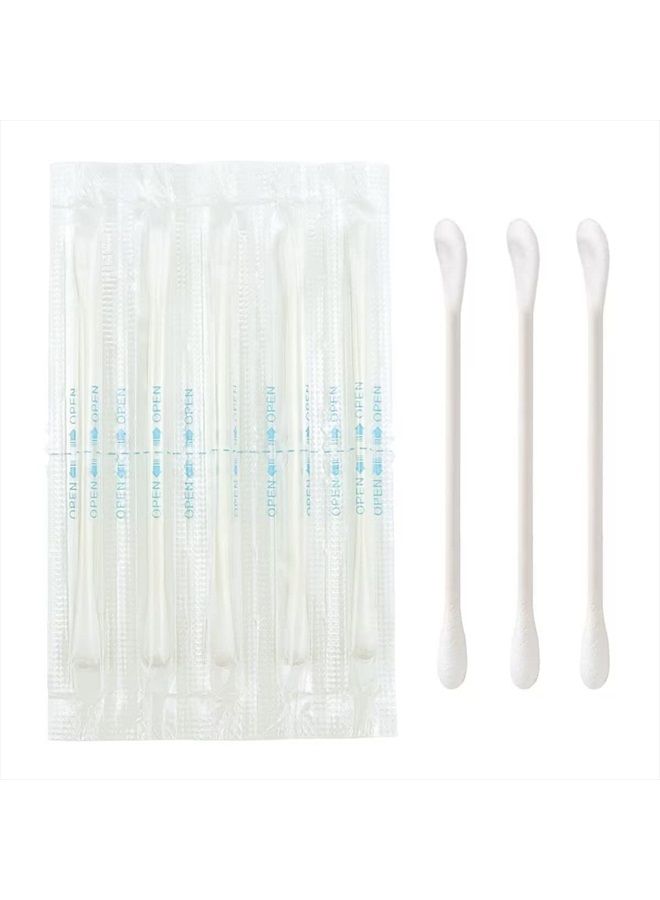 Sppry Cotton Swabs - Individually Wrapped Double Tipped Paper Sticks for Ear, Make-up, 100 Count (White, Round/Earpick End) - Image 1
