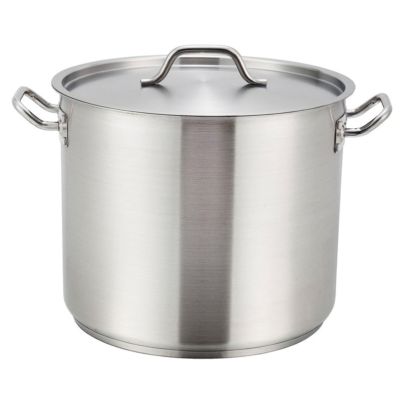 Winware Stainless Steel 80 Quart Stock Pot with Cover Silver