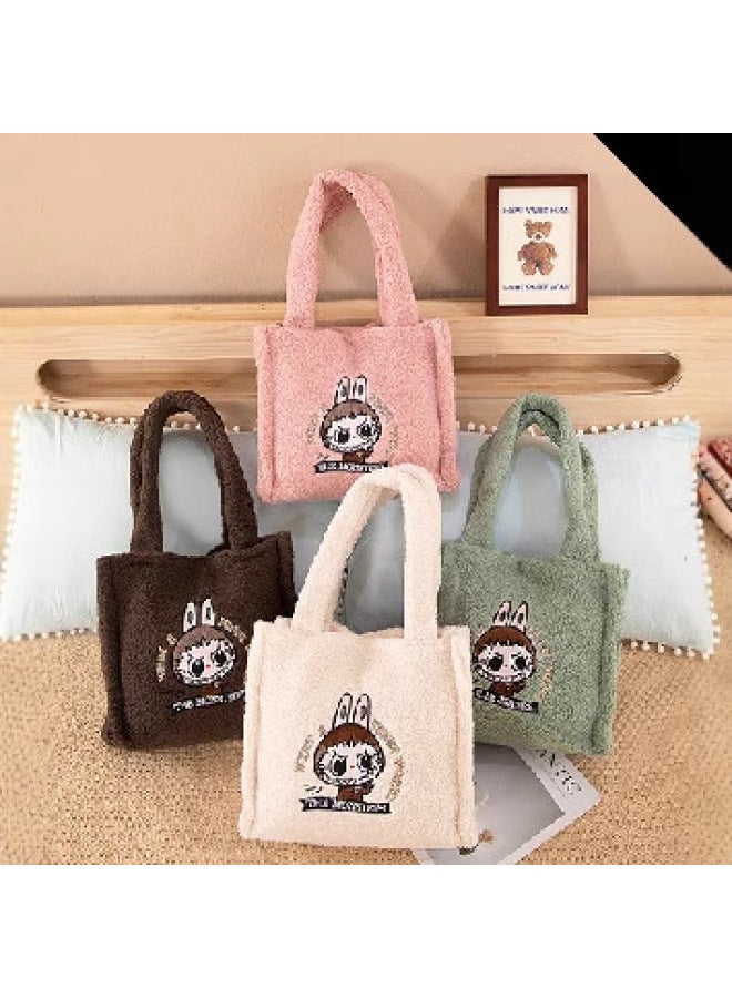 Bubble Mart City Paradise Plush Bag Cartoon Cute Labubu Backpack Labubu Crossbody Bag For Women-Color:Brown Granular Velvet-Height:One Size Fits All  - Image 2