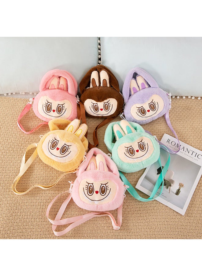 Bubble Mart City Paradise Plush Bag Cartoon Cute Labubu Backpack Labubu Crossbody Bag For Women-Color:Brown Granular Velvet-Height:One Size Fits All  - Image 3