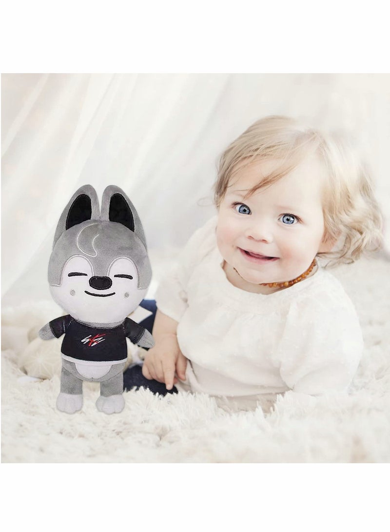 Excefore Plush Toy Stray Kids Stuffed Toy Gray Wolf Stuffed Animals Toy, Soft Plush Doll for Kids Adults Boy Girls Soft Stray Plush Birthday Gifts for Kids - Image 2