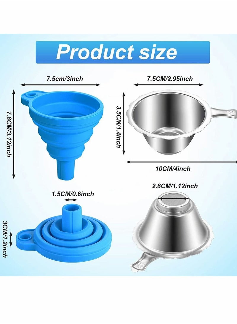 Y&D - Silicone Funnel 3 Pack 3D Printer Accessories Include Collapsible Funnels and Stainless Steel Resin Filter Cups for Pouring Back into Bottle, Easy to Clean Organize - Image 1