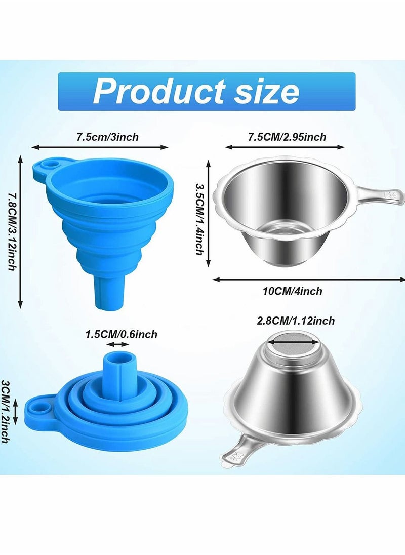 Y&D - Silicone Funnel 3 Pack 3D Printer Accessories Include Collapsible Funnels and Stainless Steel Resin Filter Cups for Pouring Back into Bottle, Easy to Clean Organize - Image 1