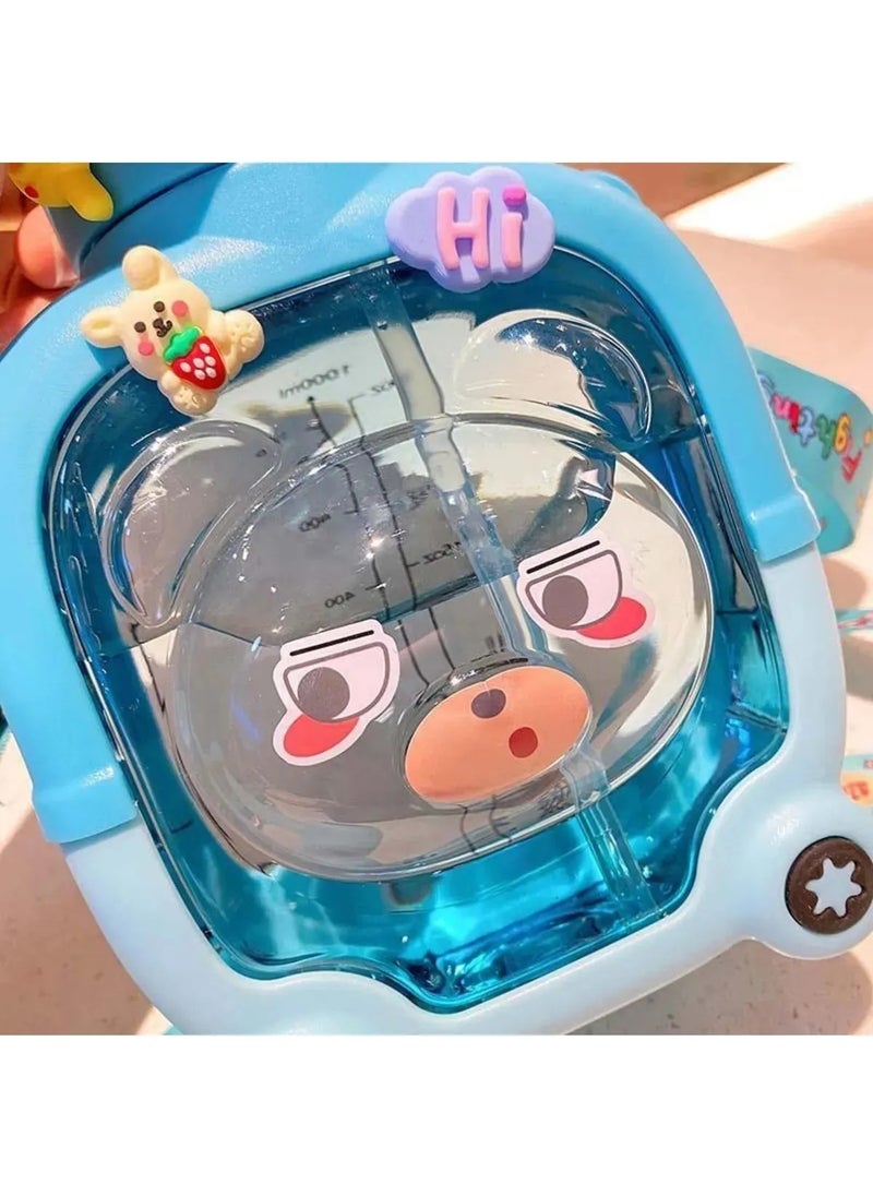 Elite AVM - Covered Square Teddy Bear Model Water Bottle 1000ML Water Bottle Water Bottle | Bpa Free Water Bottle Sticker Gift - Image 1