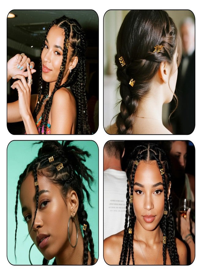 Nydotd 220 Pcs Hair Jewelry for Braids, Dreadlock Locs Accessories Metal Hair Rings Loop Cuffs Clip for Women Fashion Hip-Hop DIY Hair Clip Gold Pirate Hair Accessories for Halloween Costume (Gold) - Image 4