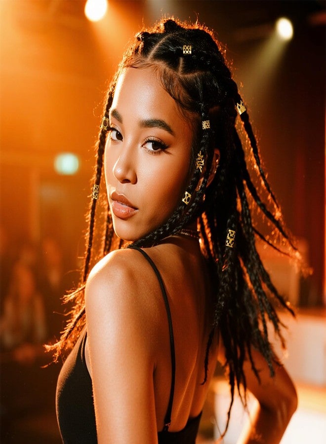 Nydotd 220 Pcs Hair Jewelry for Braids, Dreadlock Locs Accessories Metal Hair Rings Loop Cuffs Clip for Women Fashion Hip-Hop DIY Hair Clip Gold Pirate Hair Accessories for Halloween Costume (Gold) - Image 3