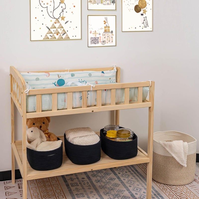 Cute Black Basket Bins, Small Woven Storage Baskets for Shelf, Baby Nursery Basket Bin, Cube Organizer Basket Bin, Soft Toys Storage Basket, Home Decor Organization Bins 12 x 8 x 5 - Image 3