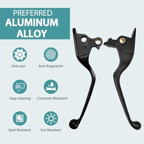 LE LEFOSSI Premium Aluminum Motorcycle Brake & Clutch Lever Compatiable with Harley Dyna Softail Fat Boy Low Rider Super Glide Wide Glide Breakout 2018 2019 2020 - Safety Corrosion-Resistant Black - Image 2