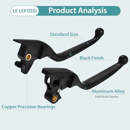 LE LEFOSSI Premium Aluminum Motorcycle Brake & Clutch Lever Compatiable with Harley Dyna Softail Fat Boy Low Rider Super Glide Wide Glide Breakout 2018 2019 2020 - Safety Corrosion-Resistant Black - Image 3
