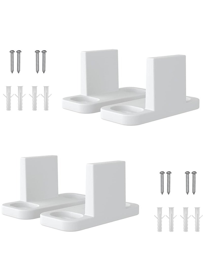 Y&D 4 Pieces Sliding Barn Door Floor Guides White Mount Plastic T Shape Track Guide Pocket Adjustable Including Bypass and with Screws  - Image 1