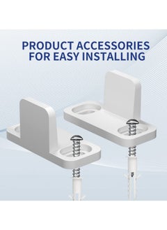 Y&D 4 Pieces Sliding Barn Door Floor Guides White Mount Plastic T Shape Track Guide Pocket Adjustable Including Bypass and with Screws  - Image 5