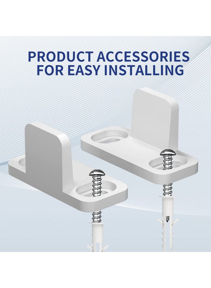 Y&D 4 Pieces Sliding Barn Door Floor Guides White Mount Plastic T Shape Track Guide Pocket Adjustable Including Bypass and with Screws  - Image 5