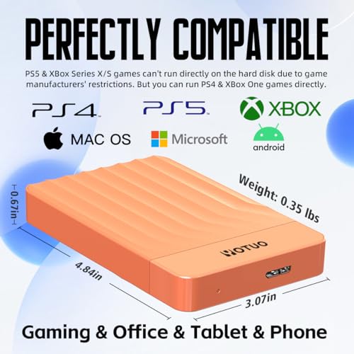 YOTUO Portable External Hard Drive Storage Expansion Mobile HDD USB 3.0 for PC, Mac, Desktop, Laptop, PS4, PS5, Xbox One X/S, Xbox 360, Xbox Series X/S, Office & Game (Orange, 750GB) - Image 3