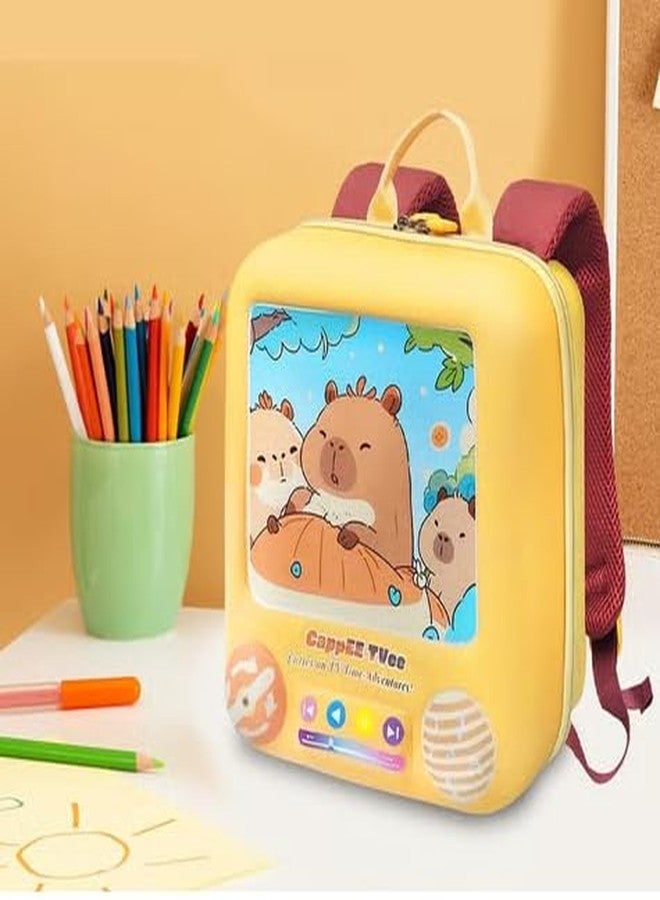 SID MAGIC Cartoon Kids Backpack - TV Design School Bag for Boys & Girls | 3D Animal & Space Themes | Lightweight & Durable (Unicorn, Panda, Capybara, Astronaut) (Capy Chill) - Image 3