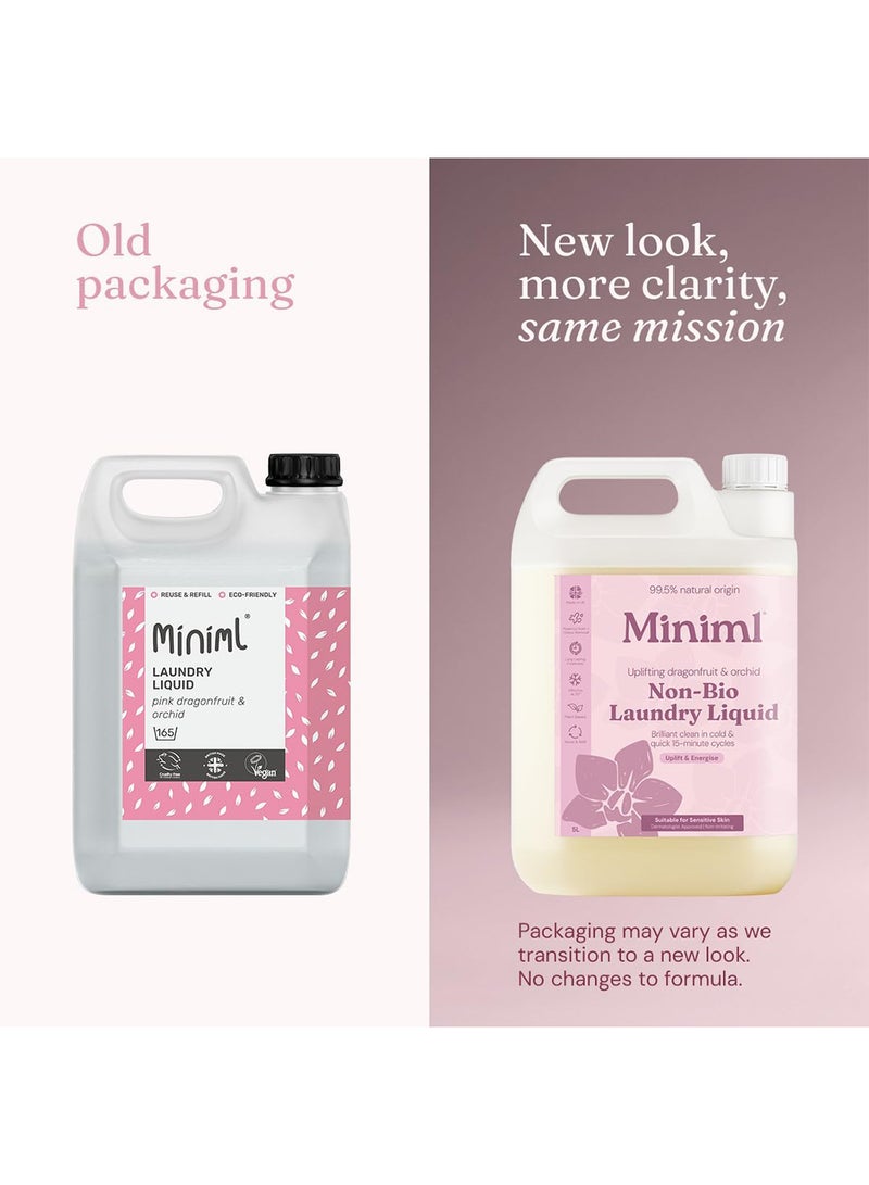 Miniml Laundry Liquid Washing Detergent 5L Refill - Natural Non Bio Pink Dragonfruit & Orchid Scented Clothes Fabric Cleaner for Machine or Delicate Hand Wash- 100% Vegan & Cruelty Free (165 Washes) - Image 2