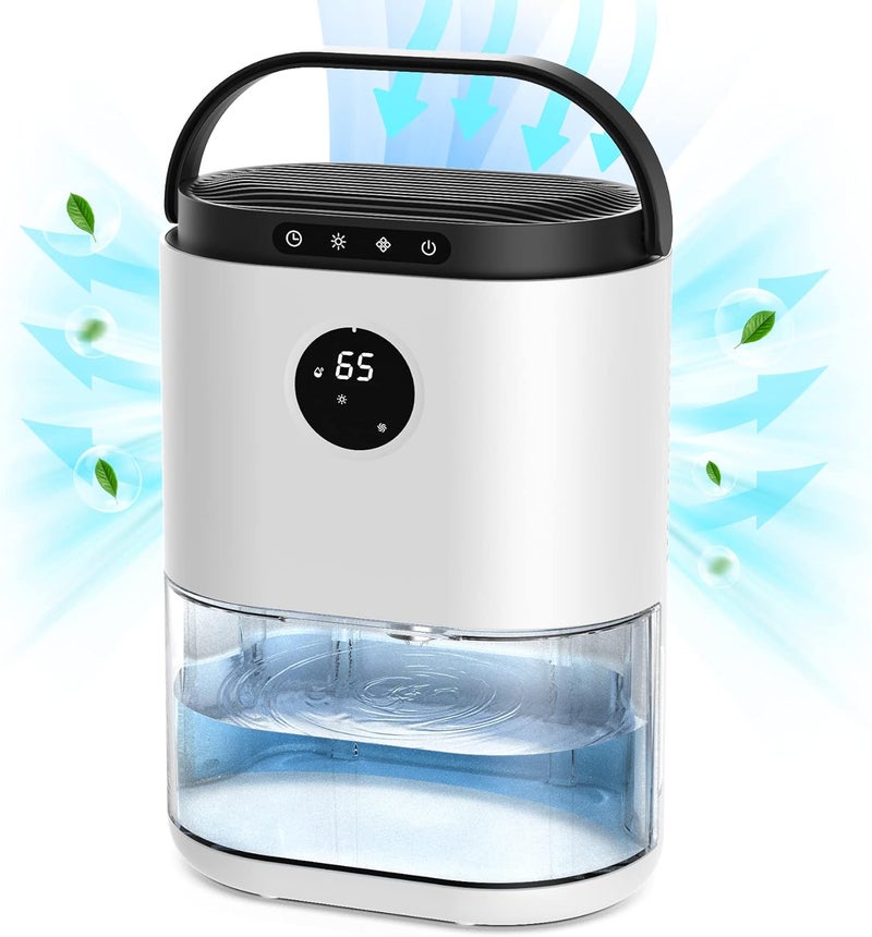 CONOPU Dehumidifier, 2300ML Dehumidifiers for Home 500 Sq.ft, Dual Semiconductors & LED Lights, Auto-Defrost Auto-Off 3 Modes Humidity Control, Dehumidifiers for Bedroom,White - Image 1