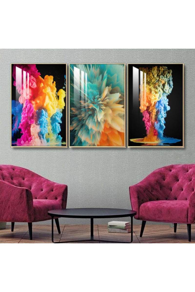 ماركتنا ثلاث لوحات جدارية خشبية بإطار وطبقة أكريليك شفافة - Image 1