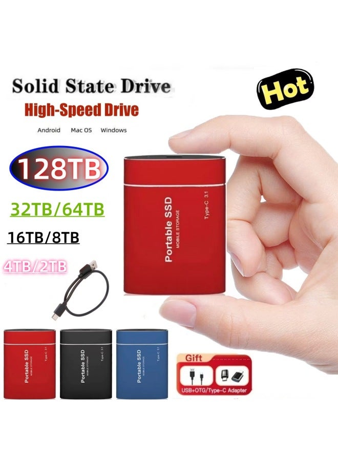 SSD Mobile Solid State Drive 16TB32TB128TB Expansion Upgrade High-speed Transmission-Capacity:30TB-Interface:Silver - Image 1
