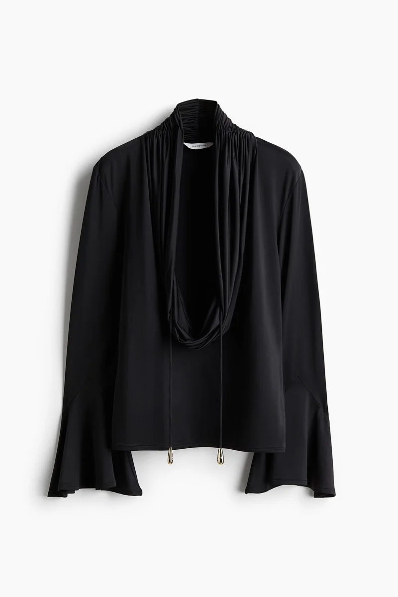 اتش اند ام بلوزة من الجيرسيه بقبة منسدلة