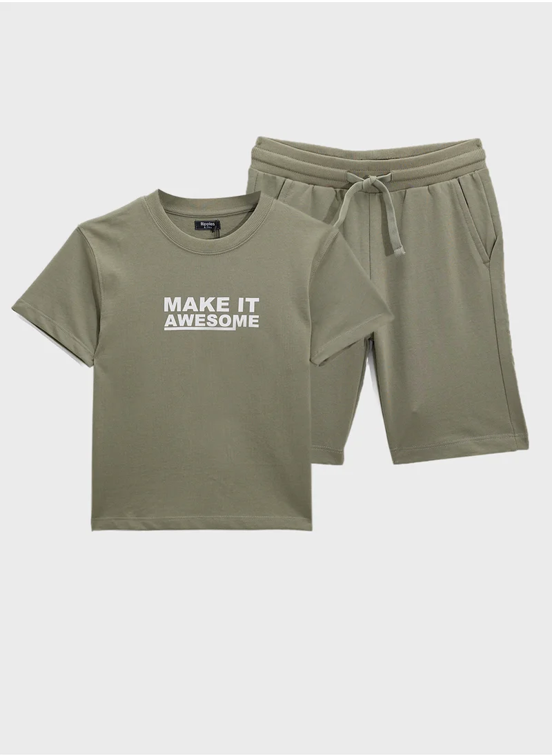 Ripples Oversized T-Shirt & Shorts Set