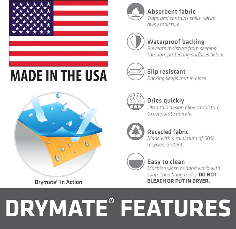 Dry Mate Cat Bowl Placemat, Pet Food Feeding Mat - Absorbent Fabric, Waterproof Backing, Slip-Resistant - Machine Washable/Durable (USA Made) (12” x 20”) (Cool Cat Brown) - Image 5