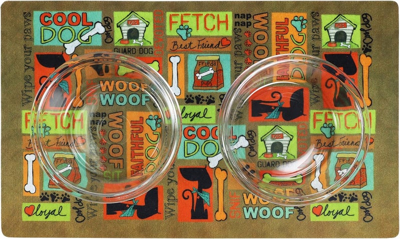 Dry Mate Cat Bowl Placemat, Pet Food Feeding Mat - Absorbent Fabric, Waterproof Backing, Slip-Resistant - Machine Washable/Durable (USA Made) (12” x 20”) (Cool Cat Brown) - Image 2