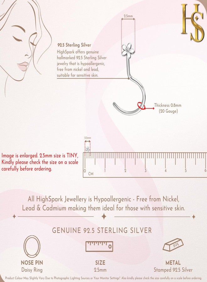 HighSpark 925 Silver Flower Nose Pin for Women | 92.5 Sterling Silver & Stunning Shine | Flower Nose Pin 2 - Image 2