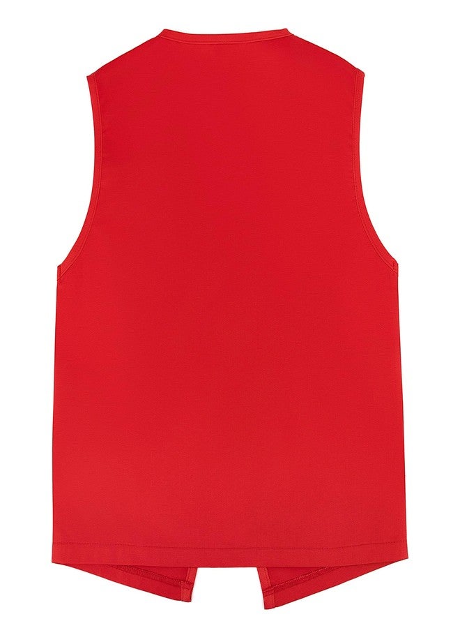 TopTie No-Button Child Vest Kid Volunteer Victorian Waistcoat Peasant Party Costume Vests-Red-M - Image 4