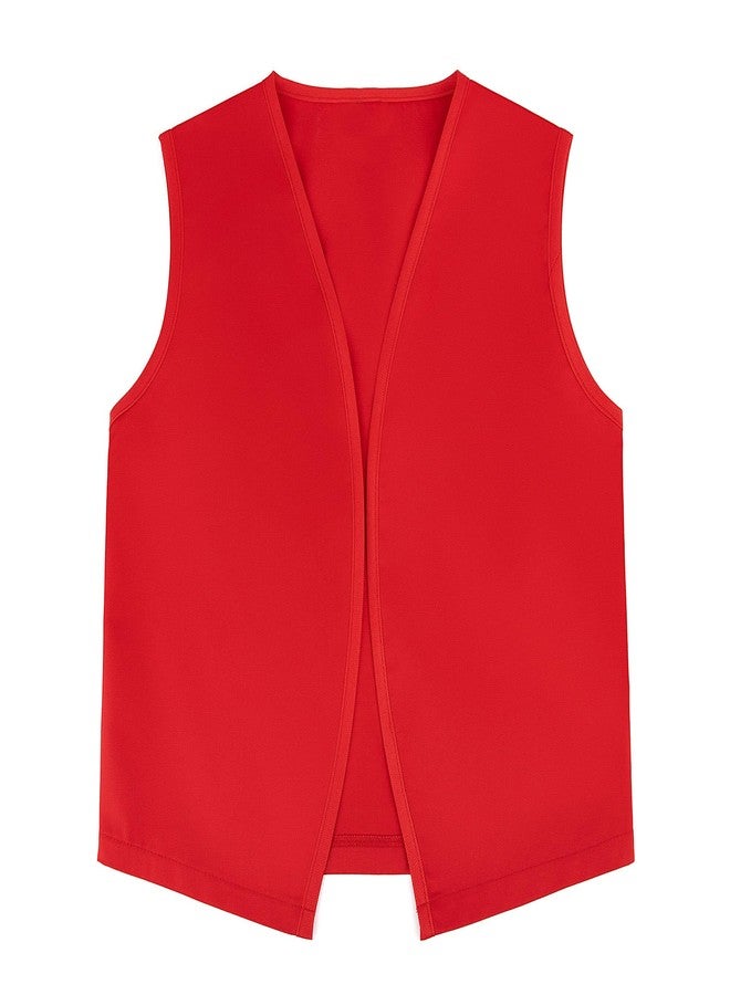 TopTie No-Button Child Vest Kid Volunteer Victorian Waistcoat Peasant Party Costume Vests-Red-M - Image 3