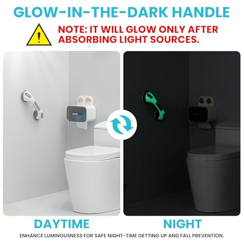 TAILI Shower Grab Bar Glow in The Dark 2 Pack 122 in Grab Bars for Bathtubs and ShowersShower Handles Rails for Seniors and ElderlyBathroom Safety Grip Removable No Drilling Waterproof GreyG9 - Image 3