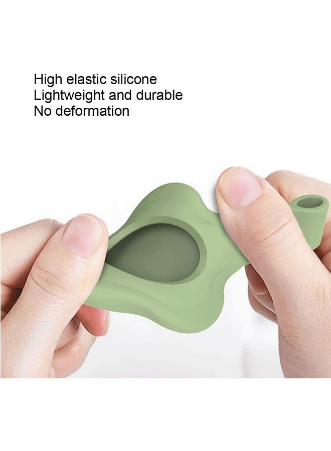 4Pcs Holder Case for AirTag Tracker with Keychain Flower Silicone Protective Cover with Loop Key Ring for Kids Pets Wallet Backpacks Luggage White Green Pink Yellow  - Image 3