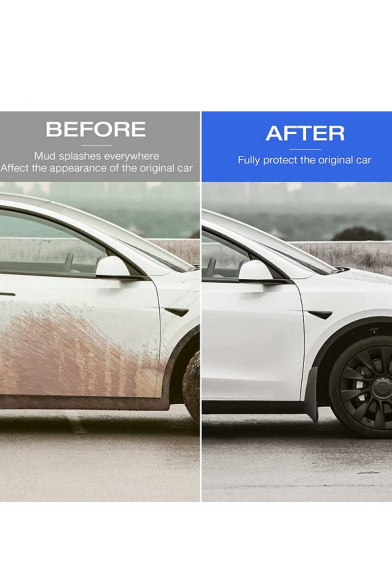 4 قطع لوحات سفلية (مصدات الطين) لتيسلا موديل واي 2022، 2021، 2020 - واقيات الطين للسيارة، حواجز تناثر غير مرئية، لوحات حماية بلون أسود غير لامع، إكسسوارات، غطاء وقائي متين، مناسبة لجميع الأحوال الجوية، تركيب سهل - Image 5