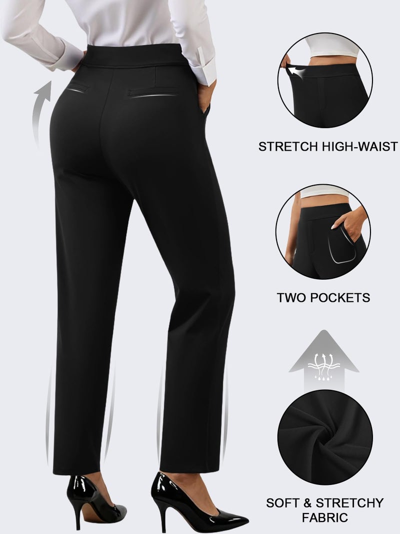 COPYLEAF Ankle Dress Pants Women High Waisted Work Travel Pants with Pockets Stretchy Business Casual Slacks(Black L) - Image 5