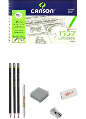 Glance Canson 1557 Pattern Drawing Block 25X35CM 120GR 15 Sheets Sketching Drawing Set 
