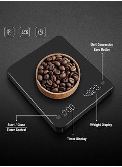 Joshberg Digital Coffee Scales with Timer,LED Digital Electronic Drip Coffee Scale,Kitchen Scale,Black  - Image 3