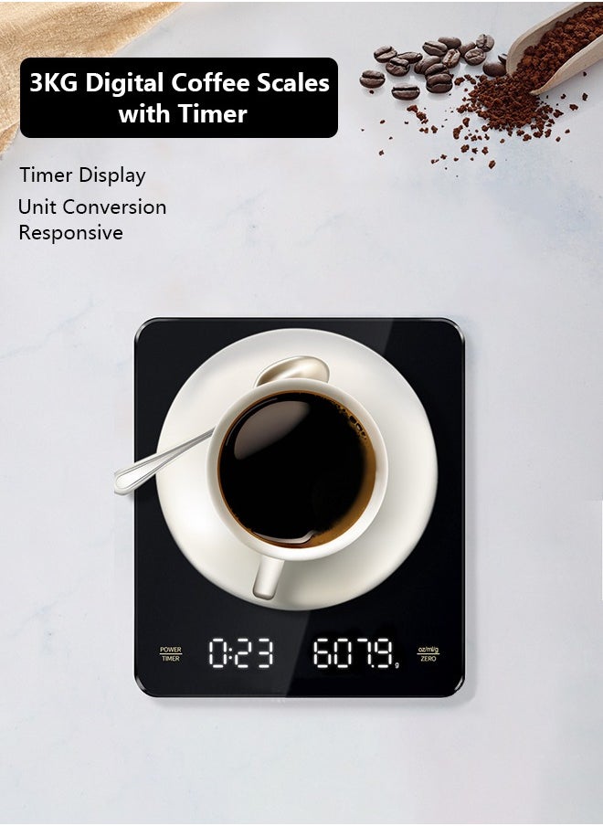 Joshberg - Digital Coffee Scales with Timer,LED Digital Electronic Drip Coffee Scale,Kitchen Scale,Black - Image 1