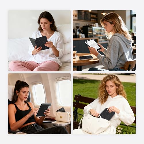 SESENSE Detachable Magnetic Case for 7'' Kindle Paperwhite 12th Gen 2024 and Kindle Colorsoft Signature Edition, Slim PU Shell Cover Case with Auto Wake/Sleep, Glitter Black - Image 5