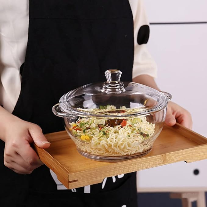 KONSSEE Glass Casserole Bowl 1000 ML Set of 1 Serving Casserole Salad Bowl Sets Bowl Kitchen Accessories Items Serving Bowl for Snack Soup Mixing Bowl Dinning Table - Image 2